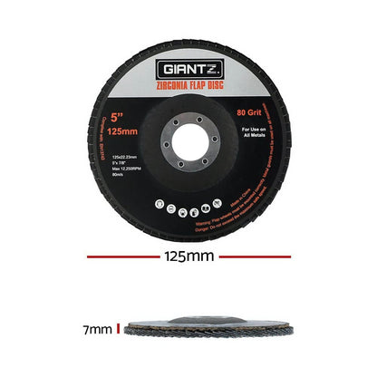 Giantz Tools > Other Tools > Sanding Accessories Giantz 100 PCS Zirconia Sanding Flap Disc 5" 125mm 80Grit Angle Grinding Wheel