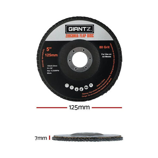 Giantz Tools > Other Tools > Sanding Accessories Giantz 100 PCS Zirconia Sanding Flap Disc 5" 125mm 80Grit Angle Grinding Wheel