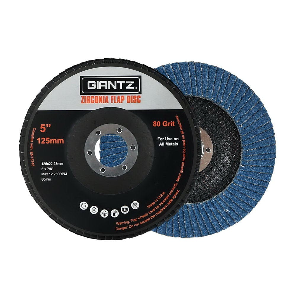 Giantz Tools > Other Tools > Sanding Accessories Giantz 100 PCS Zirconia Sanding Flap Disc 5" 125mm 80Grit Angle Grinding Wheel