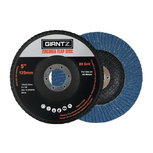 Giantz Tools > Other Tools > Sanding Accessories Giantz 100 PCS Zirconia Sanding Flap Disc 5" 125mm 80Grit Angle Grinding Wheel