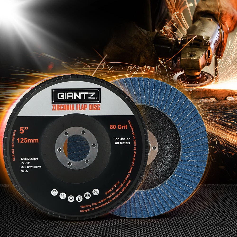 Giantz Tools > Other Tools > Sanding Accessories Giantz 100 PCS Zirconia Sanding Flap Disc 5" 125mm 80Grit Angle Grinding Wheel