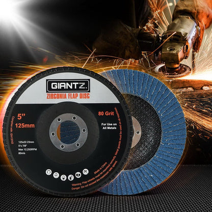 Giantz Tools > Other Tools > Sanding Accessories Giantz 100 PCS Zirconia Sanding Flap Disc 5" 125mm 80Grit Angle Grinding Wheel