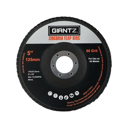 Giantz Tools > Other Tools > Sanding Accessories Giantz 100 PCS Zirconia Sanding Flap Disc 5" 125mm 80Grit Angle Grinding Wheel