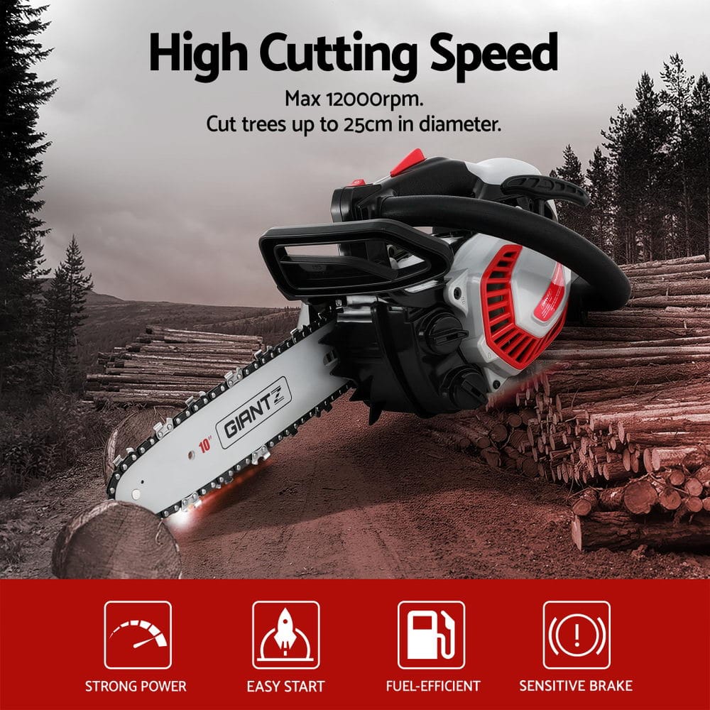Giantz Tools > Power Tools > Chainsaws Giantz 25CC Petrol Chainsaw 10'' Bar Chain Saw Lightweight for Pruning Cutting