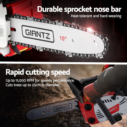 Giantz Tools > Power Tools > Chainsaws Giantz 25cc Petrol Chainsaw 10" Bar E-Start Tree Pruning Chain Saw
