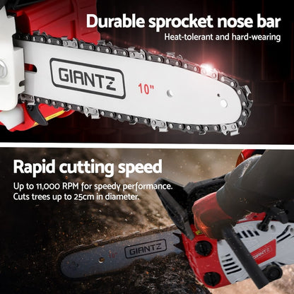 Giantz Tools > Power Tools > Chainsaws Giantz 25cc Petrol Chainsaw 10" Bar E-Start Tree Pruning Chain Saw