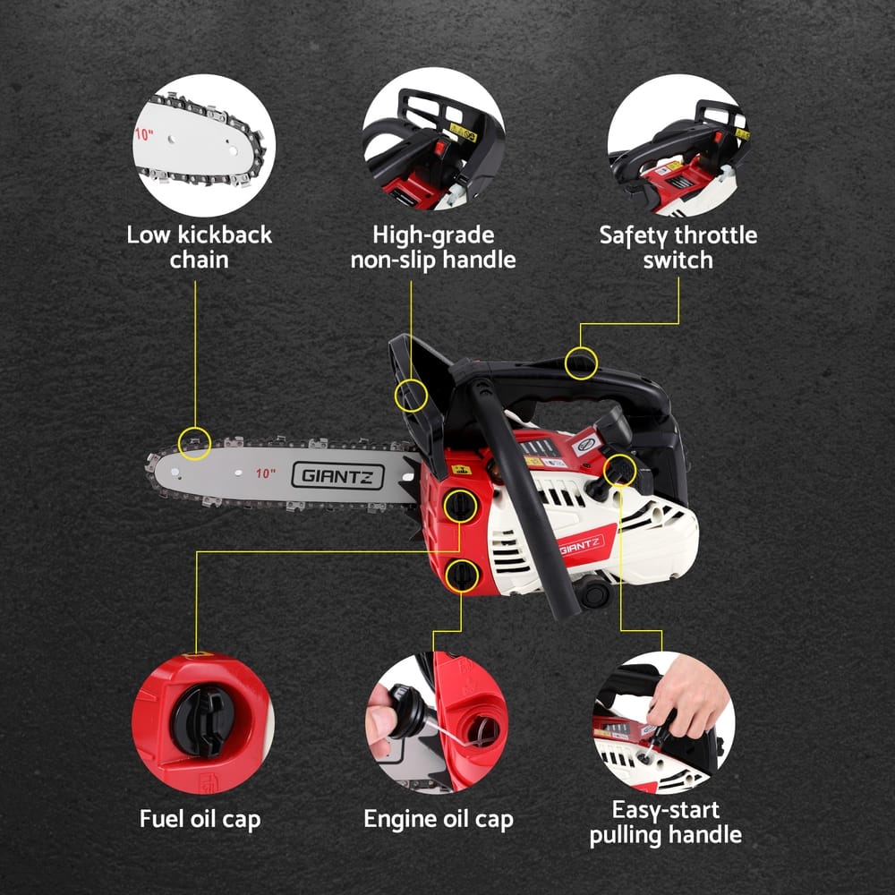 Giantz Tools > Power Tools > Chainsaws Giantz 25cc Petrol Chainsaw 10" Bar E-Start Tree Pruning Chain Saw