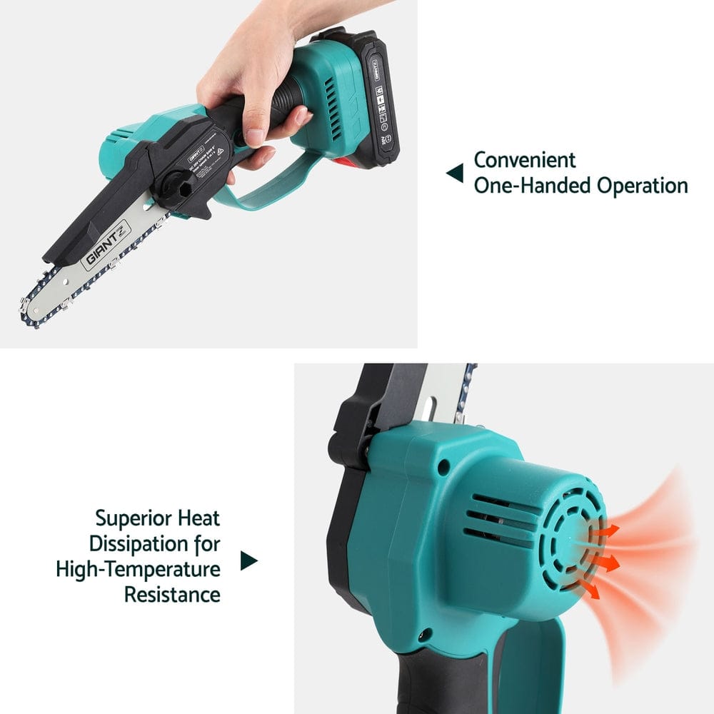 Giantz Tools > Power Tools > Chainsaws Giantz 6" Mini Cordless Electric Chainsaw Rechargeable Wood Cutter