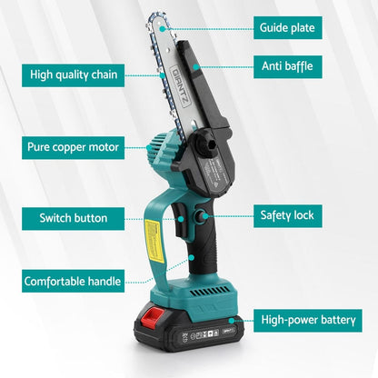 Giantz Tools > Power Tools > Chainsaws Giantz 6" Mini Cordless Electric Chainsaw Rechargeable Wood Cutter