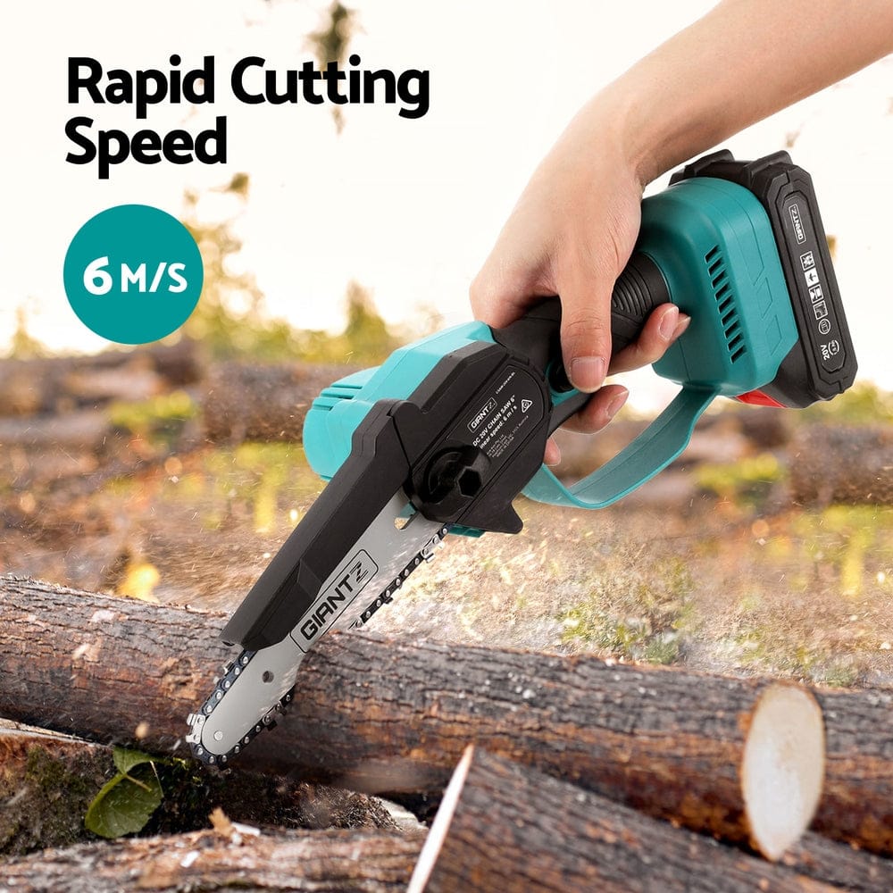 Giantz Tools > Power Tools > Chainsaws Giantz 6" Mini Cordless Electric Chainsaw Rechargeable Wood Cutter