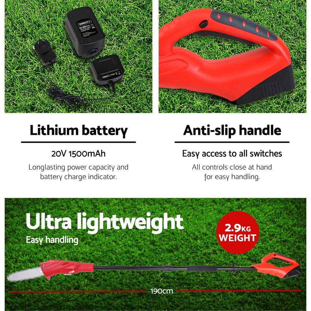 Giantz Tools > Power Tools > Chainsaws Giantz Chainsaw Cordless Pole Chain Saw 20V 8in Pruner 2.7m Long Reach Battery