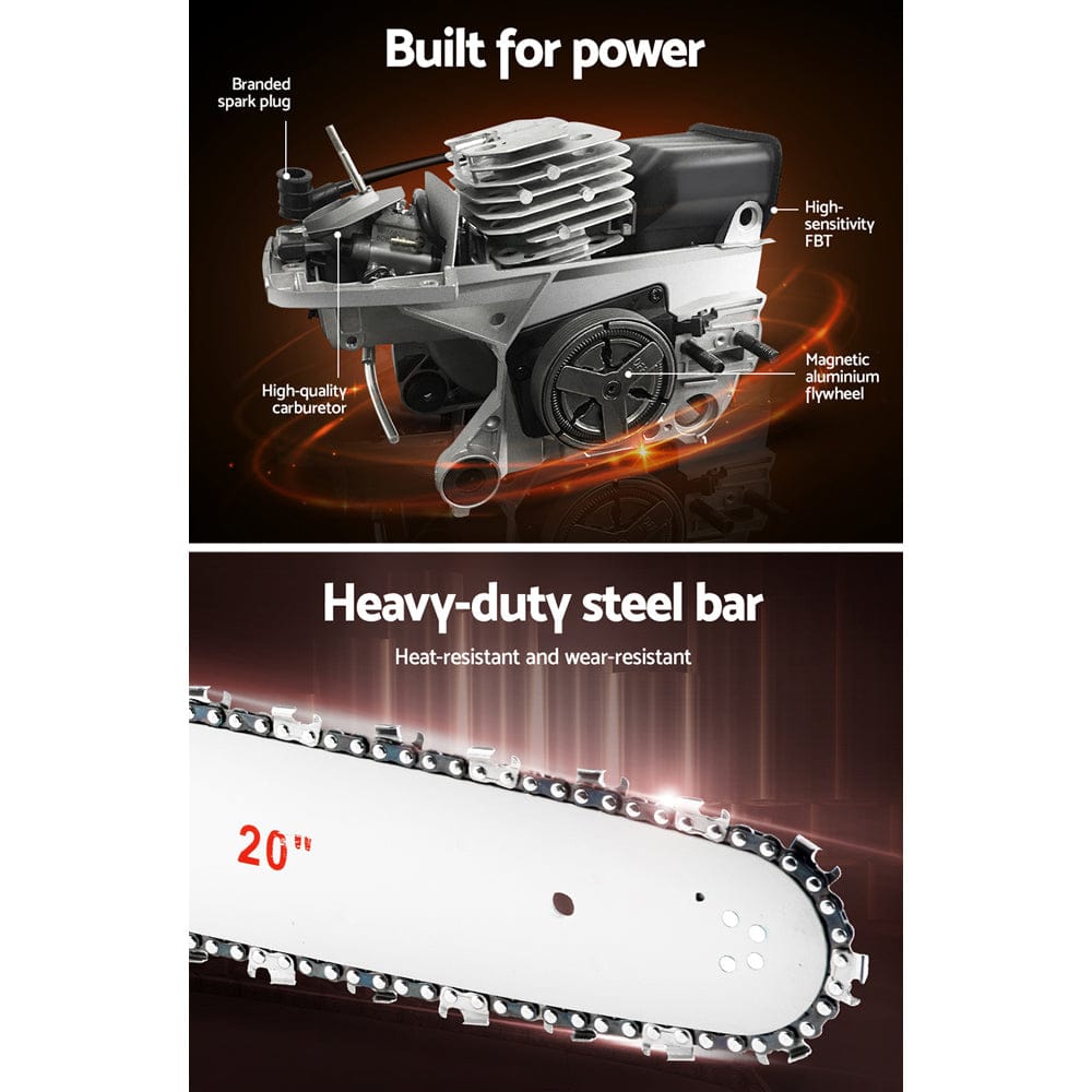 Giantz Tools > Power Tools > Chainsaws Giantz Chainsaw Petrol 52CC 20" Bar Commercial E-Start Pruning Chain Saw,Giantz Chainsaw Petrol 52CC 20" Bar Commercial E-Start Pruning Chain Saw 4.0HP