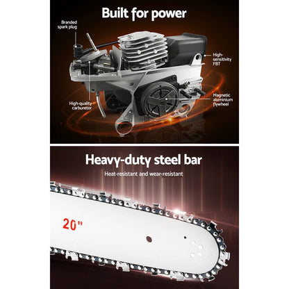 Giantz Tools > Power Tools > Chainsaws Giantz Chainsaw Petrol 52CC 20" Bar Commercial E-Start Pruning Chain Saw,Giantz Chainsaw Petrol 52CC 20" Bar Commercial E-Start Pruning Chain Saw 4.0HP