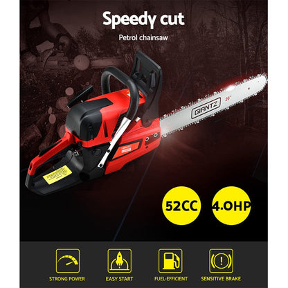 Giantz Tools > Power Tools > Chainsaws Giantz Chainsaw Petrol 52CC 20" Bar Commercial E-Start Pruning Chain Saw,Giantz Chainsaw Petrol 52CC 20" Bar Commercial E-Start Pruning Chain Saw 4.0HP