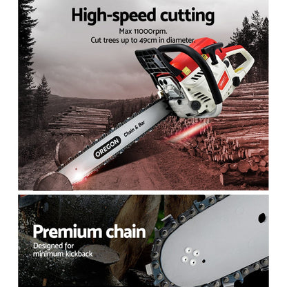 Giantz Tools > Power Tools > Chainsaws Giantz Chainsaw Petrol 52CC 20" Oregon Bar Commercial E-Start Pruning Chain Saw