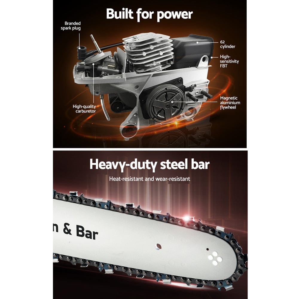 Giantz Tools > Power Tools > Chainsaws Giantz Chainsaw Petrol 52CC 20" Oregon Bar Commercial E-Start Pruning Chain Saw