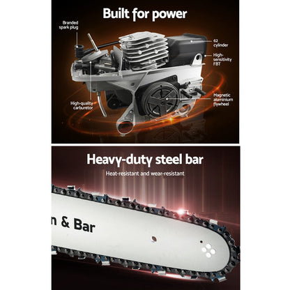 Giantz Tools > Power Tools > Chainsaws Giantz Chainsaw Petrol 52CC 20" Oregon Bar Commercial E-Start Pruning Chain Saw