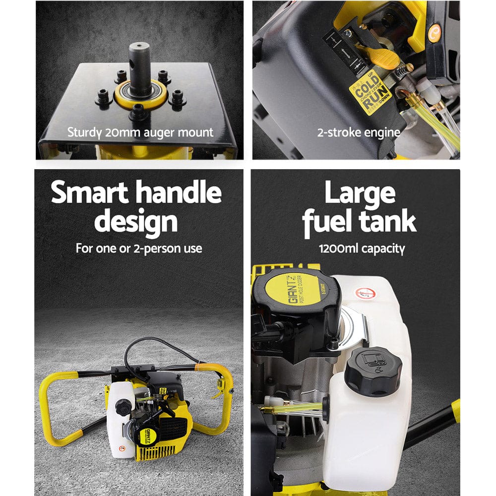 Giantz Tools > Power Tools > Outdoor Power Equipment Giantz 80CC Post Hole Digger Motor Only Petrol Engine Yellow