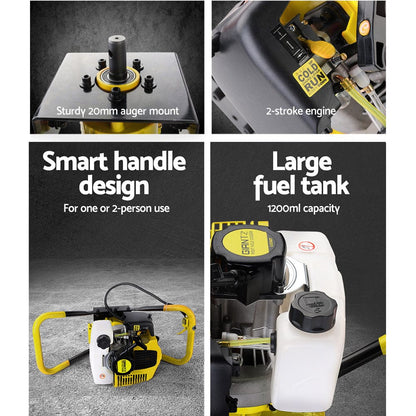 Giantz Tools > Power Tools > Outdoor Power Equipment Giantz 80CC Post Hole Digger Motor Only Petrol Engine Yellow