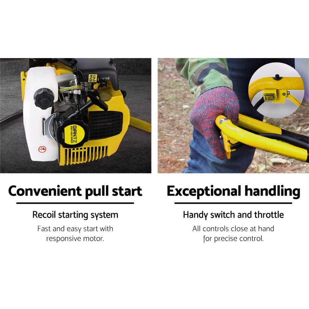 Giantz Tools > Power Tools > Outdoor Power Equipment Giantz 80CC Post Hole Digger Motor Only Petrol Engine Yellow