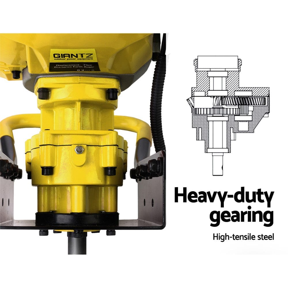 Giantz Tools > Power Tools > Outdoor Power Equipment Giantz 80CC Post Hole Digger Motor Only Petrol Engine Yellow