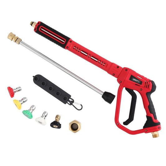 Giantz Tools > Power Tools > Outdoor Power Equipment Giantz Pressure Washer Gun Short Trigger 4000PSI M22-14 1/4 Inch 5 Nozzles Red