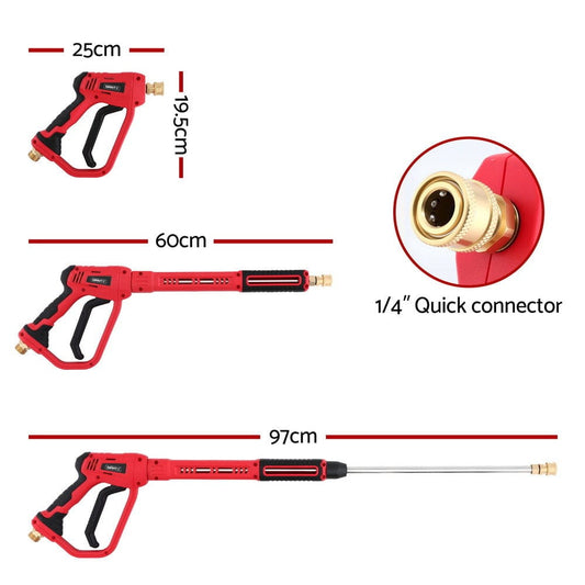 Giantz Tools > Power Tools > Outdoor Power Equipment Giantz Pressure Washer Gun Short Trigger 4000PSI M22-14 1/4 Inch 5 Nozzles Red