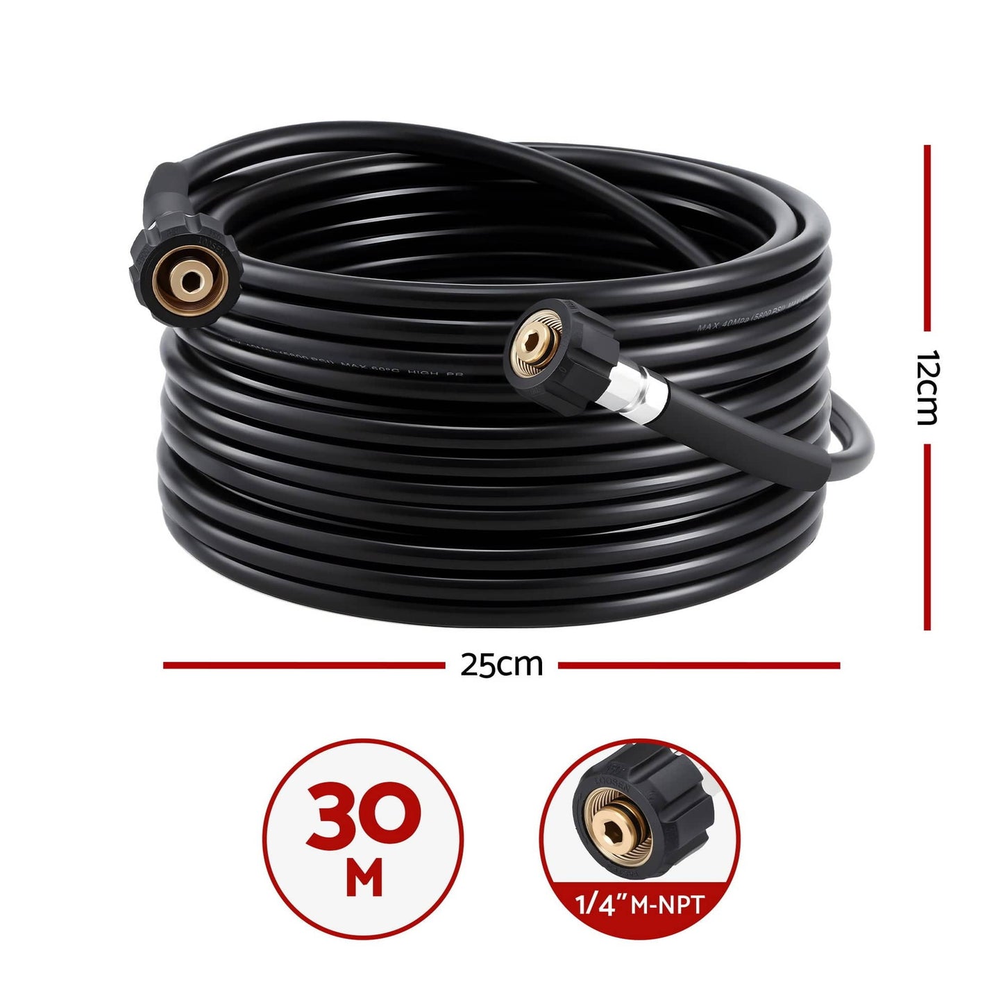 Giantz Tools > Power Tools > Outdoor Power Equipment Giantz Pressure Washer Hose 30M 5800PSI Power Replacement Extension 1/4'' Quick Connect