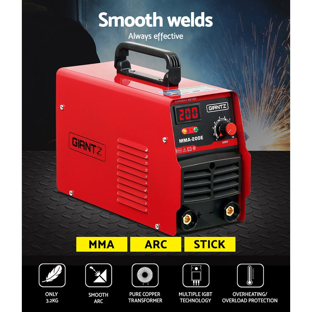 Giantz Tools > Power Tools > Welding Guns & Plasma Cutters Giantz 200 Amp Inverter Welder MMA ARC DC IGBT Welding Machine Stick Portable