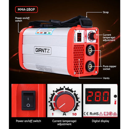 Giantz Tools > Power Tools > Welding Guns & Plasma Cutters Giantz 280 Amp Inverter Welder DC MMA ARC IGBT Stick Portable Welding Machine