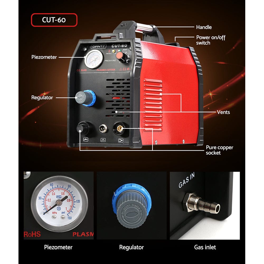 Giantz Tools > Power Tools > Welding Guns & Plasma Cutters Giantz 60 Amp Inverter Welder Cutter Gas DC iGBT Welding Machine Portable