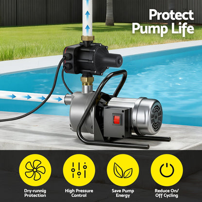 Giantz Tools > Pumps > Irrigation Pumps GIANTZ Digital Water Pump Controller 16A 1.5kW Max High Power Pressure Switch Adjustable 10Bar IP65