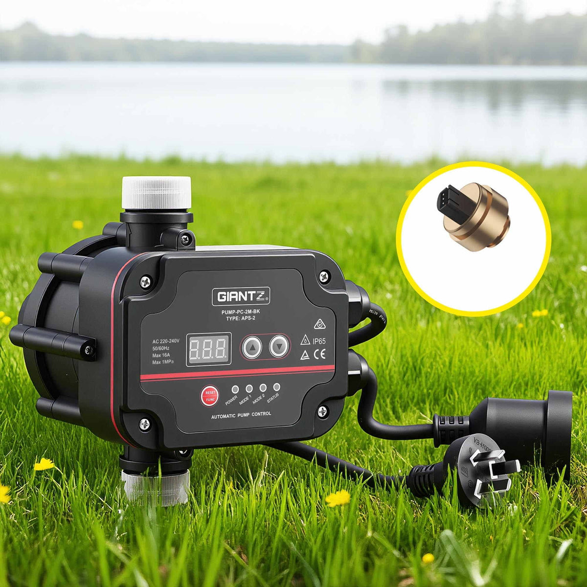 Giantz Tools > Pumps > Irrigation Pumps GIANTZ Digital Water Pump Controller 16A 1.5kW Max High Power Pressure Switch Adjustable 10Bar IP65