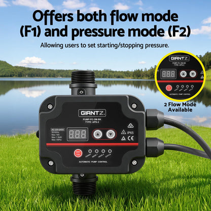 Giantz Tools > Pumps > Irrigation Pumps GIANTZ Digital Water Pump Controller 16A 1.5kW Max High Power Pressure Switch Adjustable 10Bar IP65