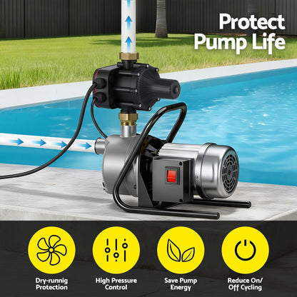 Giantz Tools > Pumps > Irrigation Pumps GIANTZ Digital Water Pump Controller 16A 1.5kW Max High Power Pressure Switch Adjustable 10Bar IP65