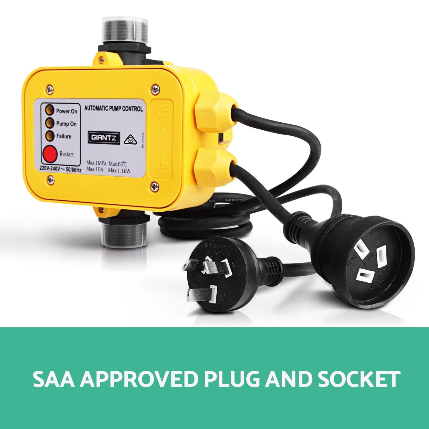 Giantz Tools > Pumps > Irrigation Pumps Giantz Water Pressure Pump Controller Auto Switch Control Electric Electronic Yellow