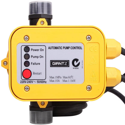 Giantz Tools > Pumps > Irrigation Pumps Giantz Water Pressure Pump Controller Auto Switch Control Electric Electronic Yellow