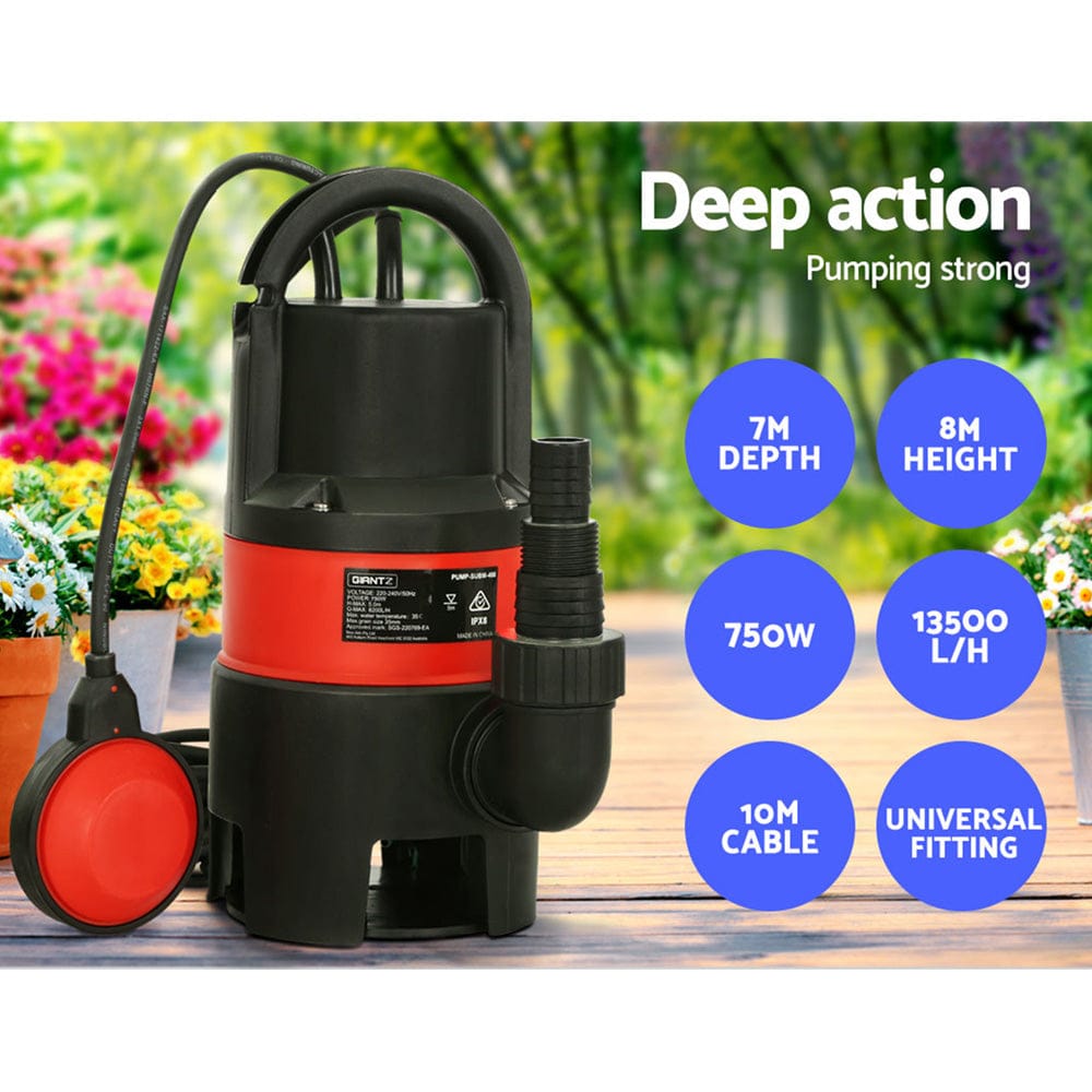 Giantz Tools > Pumps > Sewage Pumps Giantz 750W Water Pump Dirty Submersible Sump Swim Pool Flooding Pond Clean