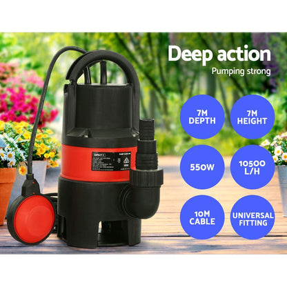 Giantz Tools > Pumps > Sewage Pumps Giantz Garden Submersible Pump 550W Dirty Water Bore Tank Well Steel Sewerage