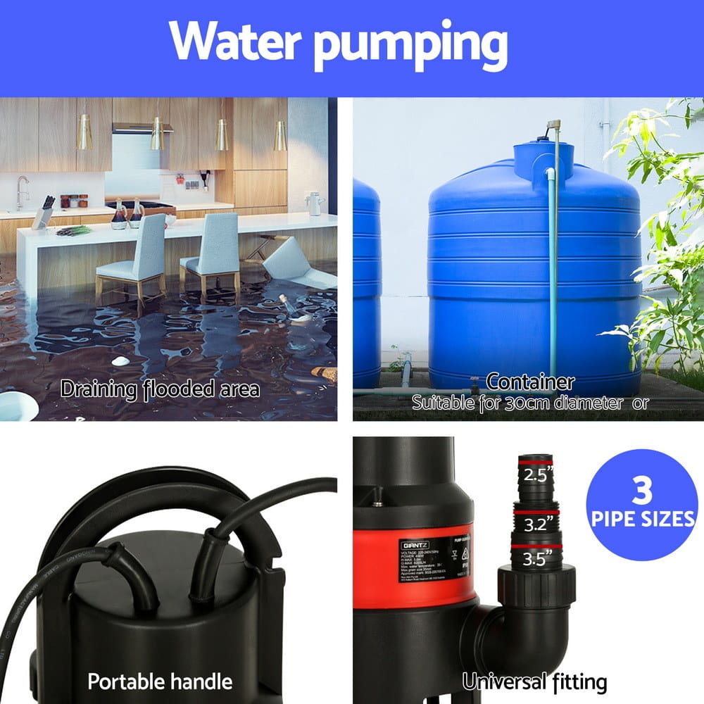 Giantz Tools > Pumps > Sewage Pumps Giantz Garden Submersible Pump 550W Dirty Water Bore Tank Well Steel Sewerage