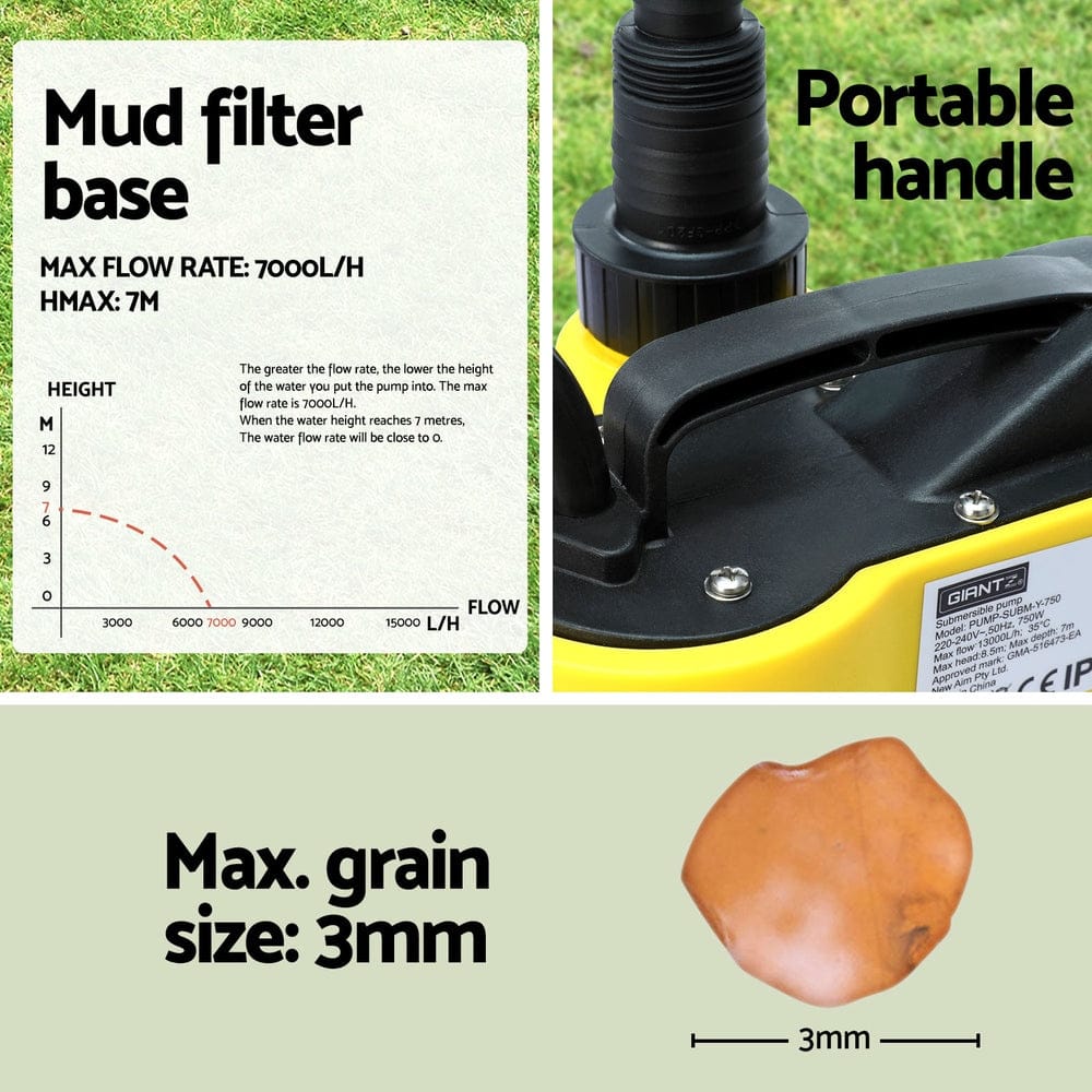 Giantz Tools > Pumps > Sewage Pumps Giantz Garden Water Submersible Pump 400W Dirty Bore Sewerage Tank Well Steel