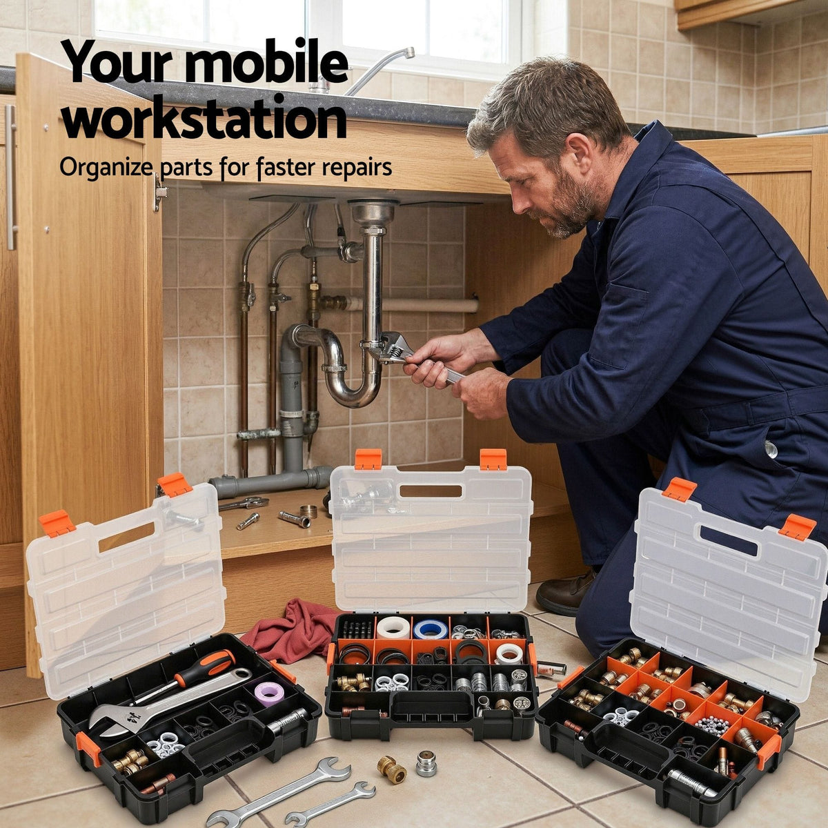 Giantz Tools > Tools Storage > Tool Boxes Giantz 3 Pack Tool Box Organizer with Hardware Storage Box for Small Parts