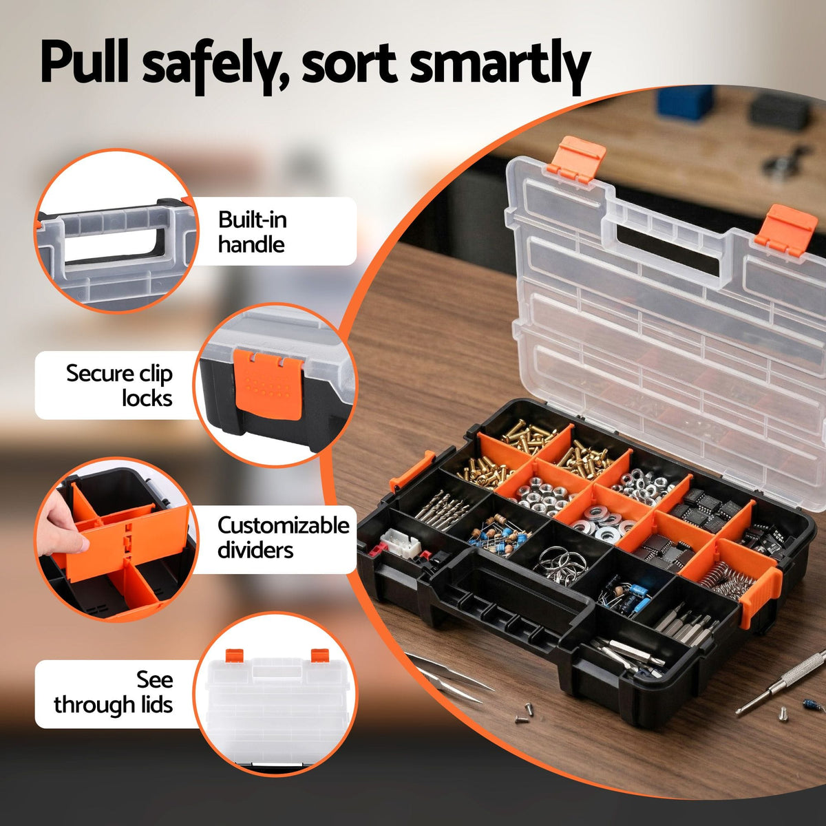 Giantz Tools > Tools Storage > Tool Boxes Giantz 3 Pack Tool Box Organizer with Hardware Storage Box for Small Parts