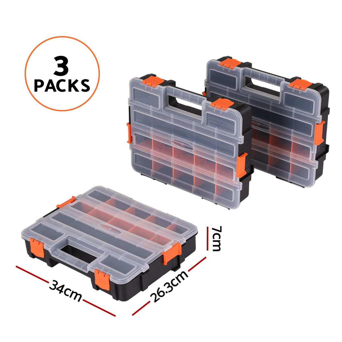 Giantz Tools > Tools Storage > Tool Boxes Giantz 3 Pack Tool Box Organizer with Hardware Storage Box for Small Parts