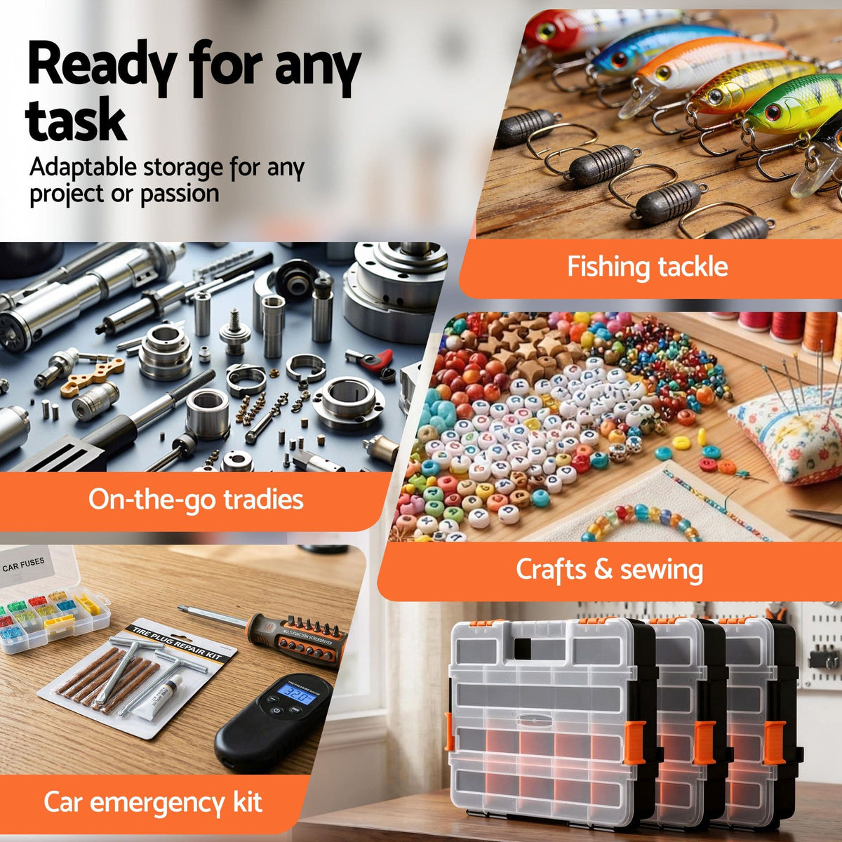 Giantz Tools > Tools Storage > Tool Boxes Giantz 3 Pack Tool Box Organizer with Hardware Storage Box for Small Parts