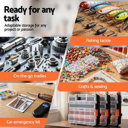 Giantz Tools > Tools Storage > Tool Boxes Giantz 3 Pack Tool Box Organizer with Hardware Storage Box for Small Parts