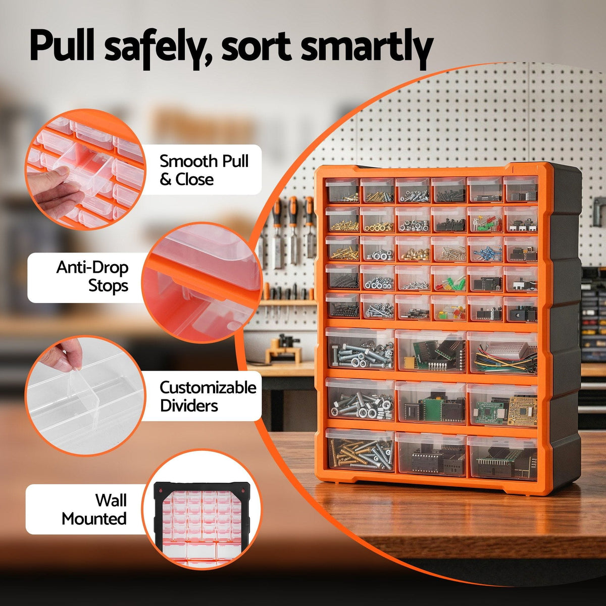 Giantz Tools > Tools Storage > Tool Boxes Giantz 39-Drawer Tool Storage Cabinet Anti-Drop Hardware Organizer