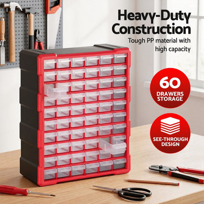 Giantz Tools > Tools Storage > Tool Boxes Giantz 60-Drawer Tool Storage Cabinet, Anti-Drop Hardware Organizer Storage Box