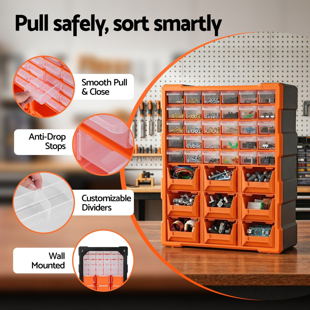 Giantz Tools > Tools Storage > Tool Boxes Giantz Tool Organizer 39-Drawer Hardware Cabinet Screw Storage Box Anti-Drop