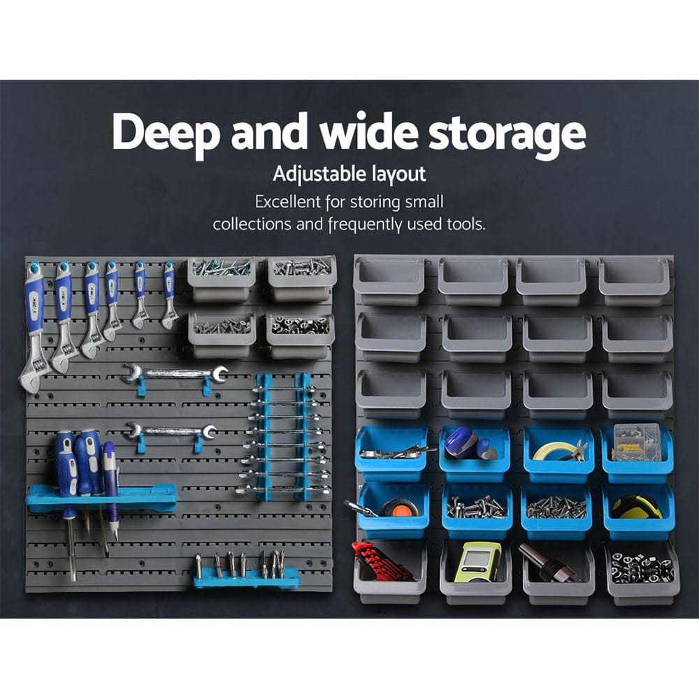 Giantz Tools > Tools Storage > Wall Storage Racks Giantz 44 Storage Bin Rack Wall Mounted Peg Board